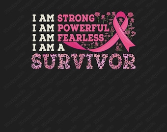 Survivante du cancer du sein ruban rose fleurs sauvages PNG (téléchargement numérique)