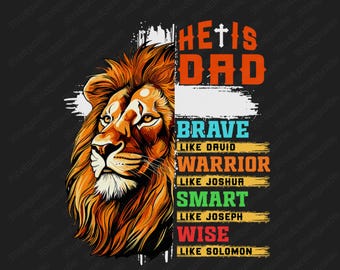Christian Lion Dad PNG : Brave Warrior Design (téléchargement numérique)