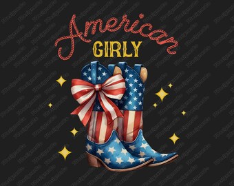 4th of July America Png, American Girly, Independence Day Png, 4th of July png, American Girly Boots Western Cowgirl Rodeo Coquette Bows