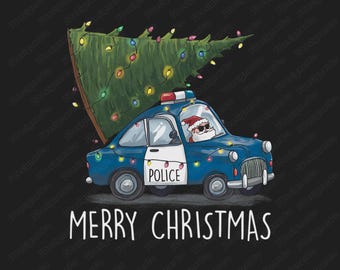 Merry Christmas Police Car Png, Merry Christmas Png, Christmas Family Png, Christmas 2025 Png, Christmas Tree Police Officers