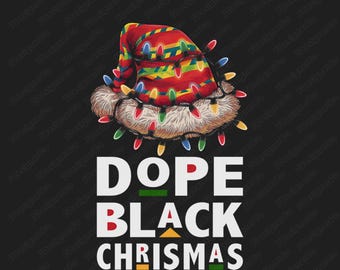Dope Black Christmas Kente Santa Hat PNG (Digital Download)
