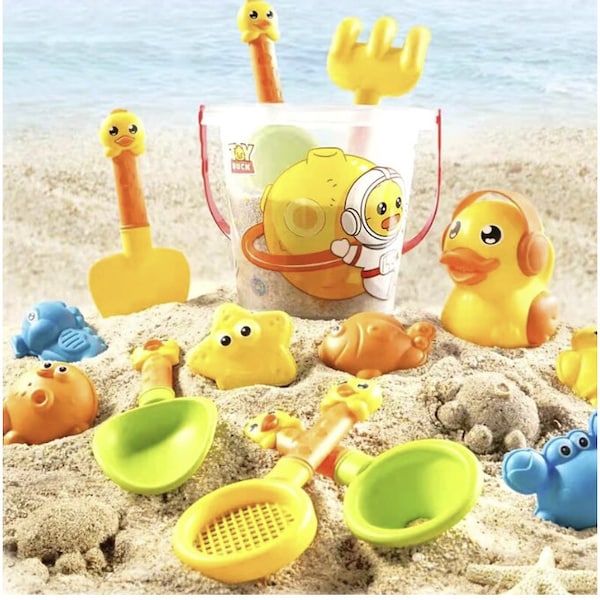 Giocattoli da spiaggia estivi per bambini Set di secchi con simpatico modello di animale Kit da gioco con sabbia d'acqua Giochi all'aperto Giocattoli da giardino per bambini