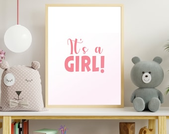 Poster Nursery Mural Living Room Bedroom Art Print Premium Portrait Wall Decor Modern Boy Girl Girl Pink