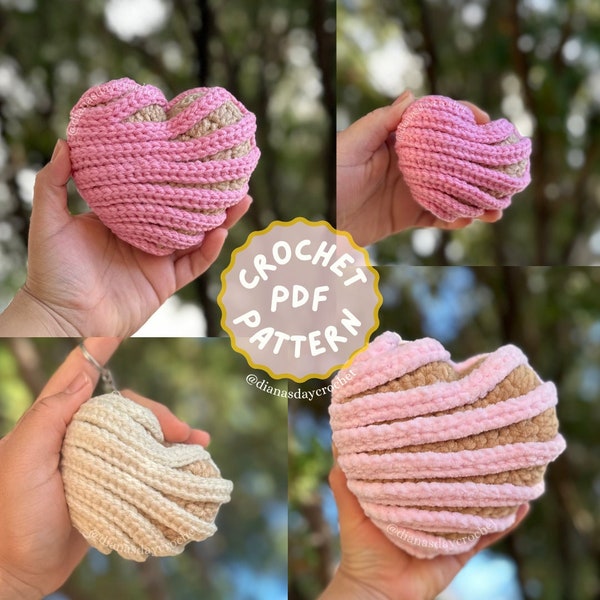 Crochet Heart Concha Pattern, Concha de Corazon Pattern, Pan Dulce Crochet Pattern, Food Amigurumi, Valentine’s Day Crochet Pattern