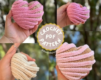 Crochet Heart Concha Pattern, Concha de Corazon Pattern, Pan Dulce Crochet Pattern, Food Amigurumi, Valentine’s Day Crochet Pattern