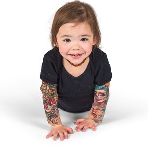Wild Rose Baby Boy Girl Sugar Skulls Sunflower Tattoo Shirt (Bodysuit with Tattoo Sleeves)