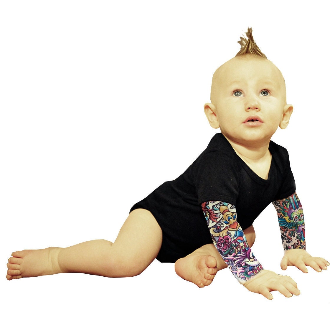 Wild Rose Baby Tattoo Sleeve Shirt Bodysuit, Salvation (Mom Dad Save Me Tatts)