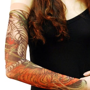 Wild Rose Unisex TIGER Single Tattoo Sleeve, Tan