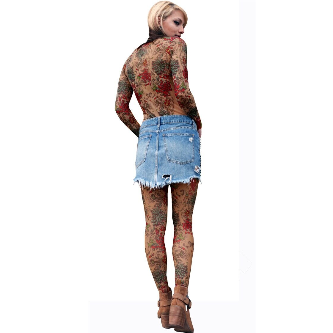 Wild Rose Ladies Mums Tattoo Mesh Shirt Chrysanthemum Pink Flower...