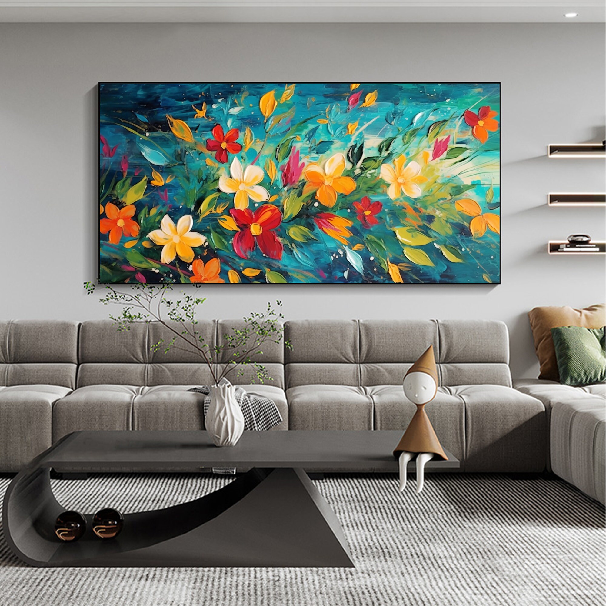 Original Blooming Flower Oil Painting on Canvas Abstract - Etsy