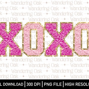 XOXO Valentine PNG Faux-Glitter-Valentinstag-Patch png Valentinstag Sublimation Valentinstag Chenille PNG Retro Liebe PNG