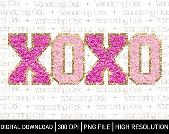 XOXO Valentine PNG faux glitter Valentine’s Day Patch png Valentine’s Day sublimation valentines day chenille Png retro love png