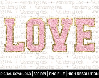 LOVE Valentine PNG faux glitter Valentine’s Day Patch png Valentine’s Day sublimation XOXO png valentines day chenille Png retro love png