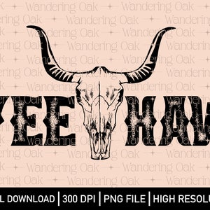 Yee Haw PNG Western png Country Music PNG musique country sérigraphie vache crâne png pays sublimation