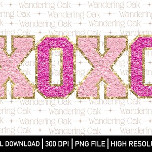 XOXO Valentine PNG faux paillettes Saint Valentin Patch png Saint Valentin sublimation Saint Valentin chenille Png retro love png