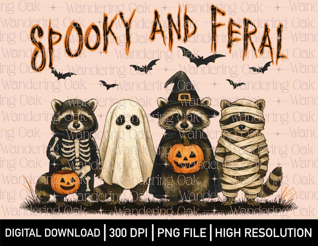 Spooky and Feral Halloween PNG Halloween Raccoon Png Halloween ...