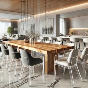 One of A Kind Wood dining table, Natural Finish Acacia wood dining table, Monkeypot Farm Dining table, dining room tables, live edge table