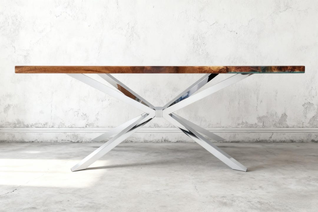 Polished Stainless Steel Finish Spider Table Legs, Heavy Duty Cross ...