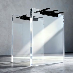 Clear Acrylic Dining Table Legs – 23'' W x 28'' H (Set of 2), Lucite Furniture, Premium Heavy-duty Acrylic Table Legs