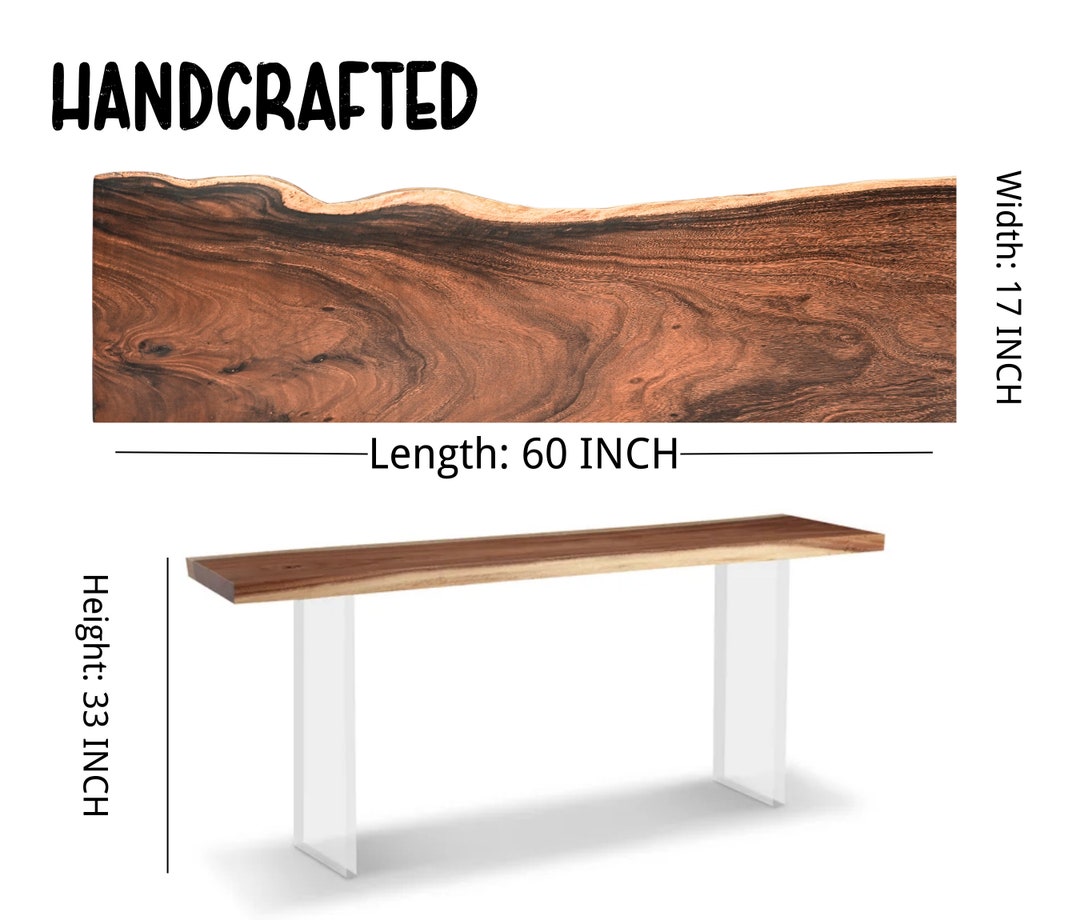 Floating Solid Wood Console Table With Clear Lucite Legs, Modern Living ...