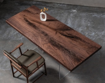 One of A Kind Walnut Wood dining table, Custom wood dining table, Walnut Wood Dining table, dining room tables, live edge table