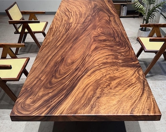 ¡Oferta de Black Friday! Losa extra larga de 3 m con borde vivo, mesa de conferencias extra larga, mesa de madera para sala de conferencias, madera de acacia con borde vivo.