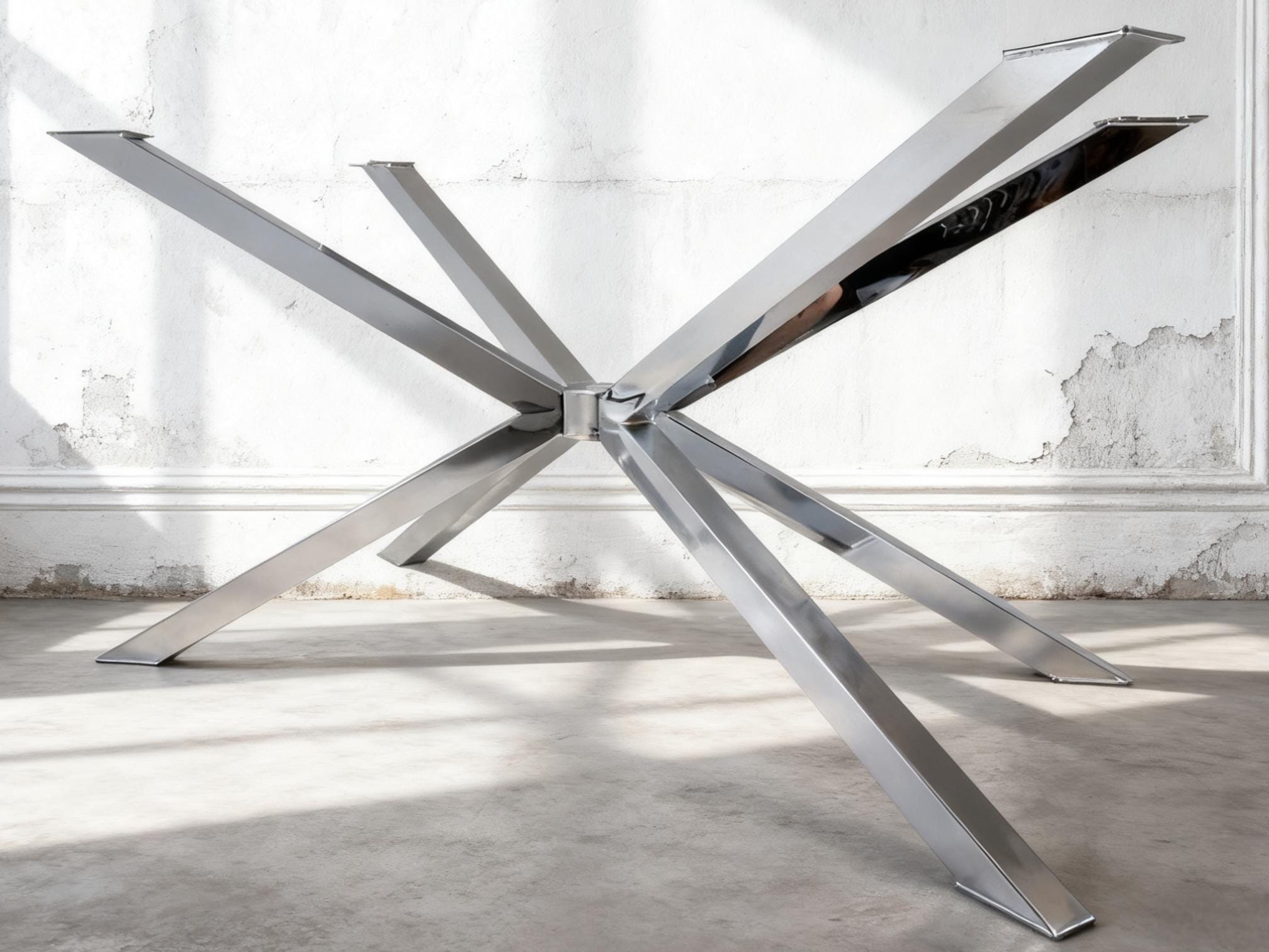 Polished Stainless Steel Finish Spider Table Legs, Heavy Duty Cross ...