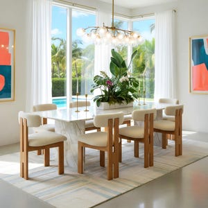GRANDE VENTE !! 4 chaises !! Livraison gratuite FSC-chaise en tissu design faite main en bois massif, prête à être expédiée, chaise de salle à manger moderne du milieu du siècle