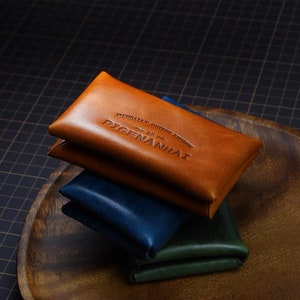Personalized Minimalist Leather Wallet Card Holder, Handmade Coins Holder, Slim Minimal Small Leather Wallet, Custom Card Holder Wallets