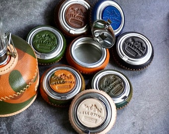 Personalized Leather Outdoor Ashtray, Portable Travel Ashtray, Gift Box