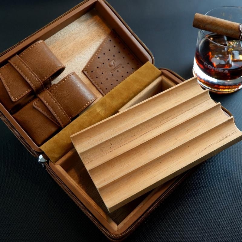Personalized Luxury Leather Cigar Case Gift Set Portable Etsy