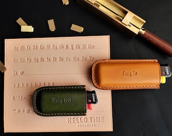 Personalized Full-Grain Leather Lighter Case, Gift for Smokers