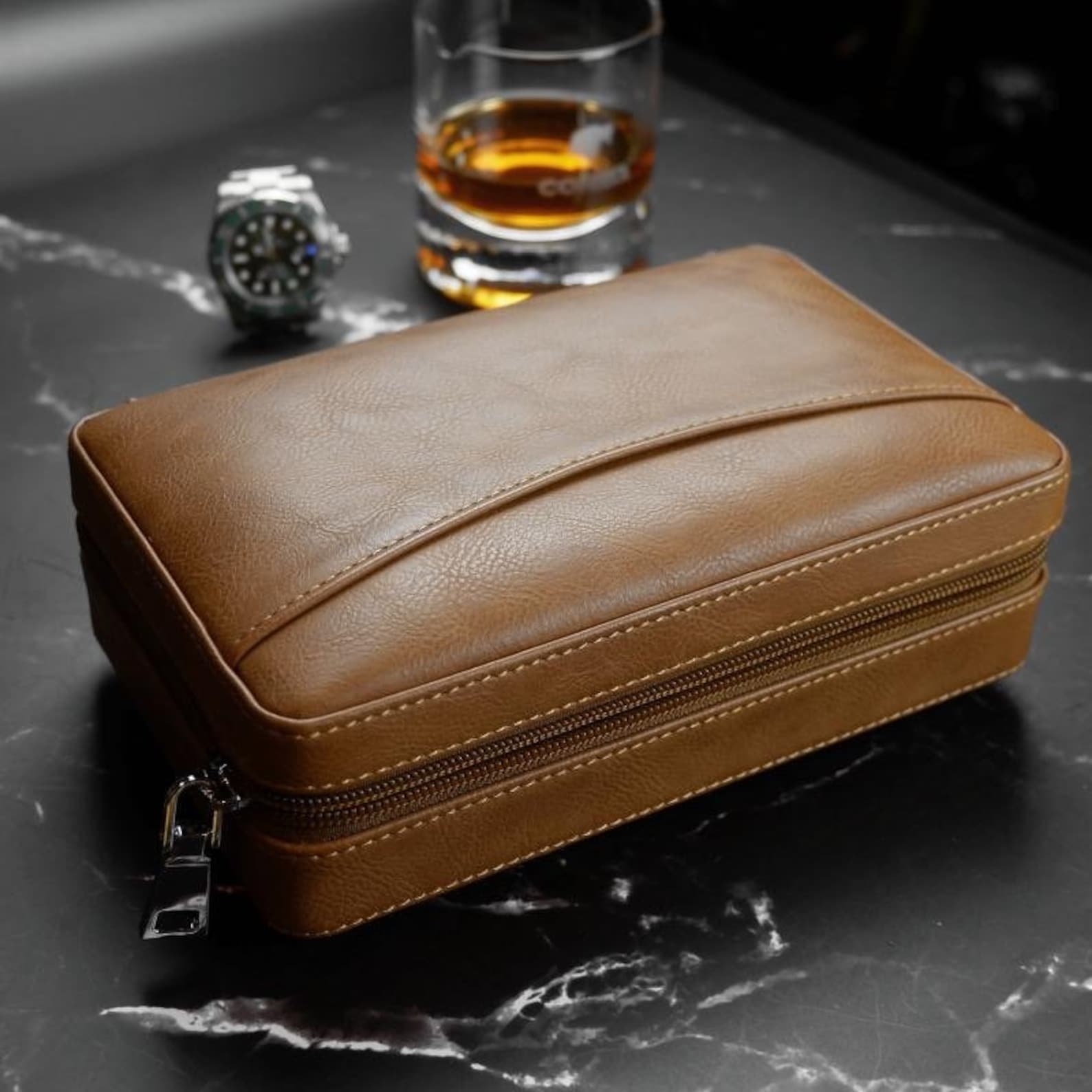 Personalized Luxury Leather Cigar Case Gift Set Portable Etsy