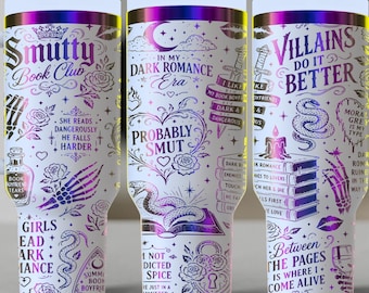 Smutty Book Club Bookish Cup | Morally Grey Trigger Warning Smut Dark Romance Reader Laser-Engraved 40 oz Stainless Steel H2O Tumbler