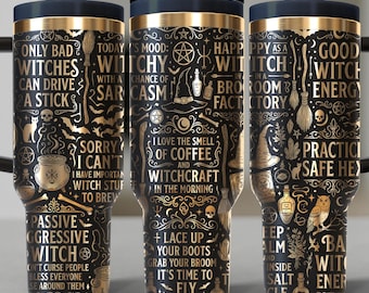 Witchy Quotes Halloween 40oz Stainless Steel Tumbler | Witch Vibes Engraved Cup | Halloween Tumbler