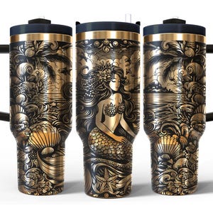 Mermaid Tail Fantasy Cup | Laser-Engraved 40 oz Stainless Steel H2O Tumbler