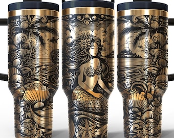Mermaid Tail Fantasy Cup | Laser-Engraved 40 oz Stainless Steel H2O Tumbler