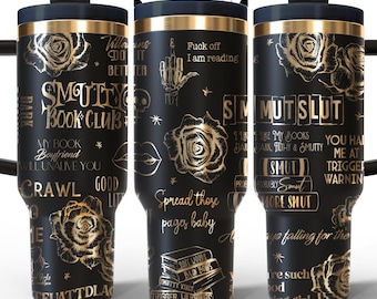 Dirty Romance Bookish Tumbler | Spicy Romance Reader Gift | Trigger Warning Dark Romance Laser-Engraved 40 oz Stainless Steel H2O Tumbler