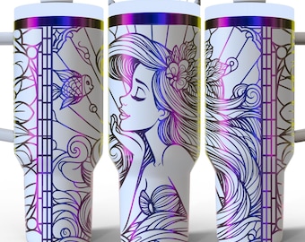 Little Mermaid Daydream 40oz H20 Tumbler with Straw | Princess Tumbler | Mermaid Decor