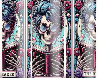 Skeleton Reader Tarot Tumbler: Funny Book Lover Gift