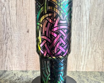 Celtic Knot Tumbler: Gold/Rainbow Engraved 40oz Stainless Steel Cup