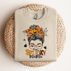 Mom Halloween Sweatshirt Spooky Mom Halloween Mama Crewneck Sweatshirt, best selling shirt image 1
