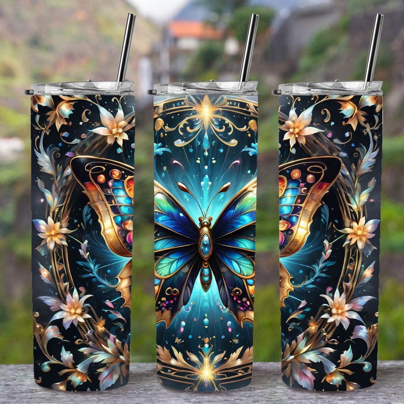 Glass Butterfly 20oz 30oz Personalized Tumbler image 1