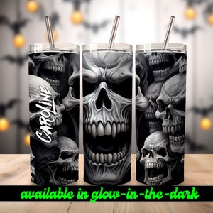 Vampire Skull Personalized Halloween Glow Tumbler with Straw Big Glow in the Dark Halloween Tumbler Halloween 2023 Bild 9