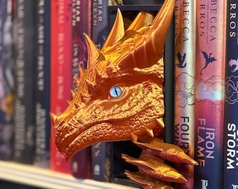Sun Dragon Book Nook with or without Tail | Fantasy Book Shelf Decor for Bookish Collectors and Dragon Rider Book Lovers