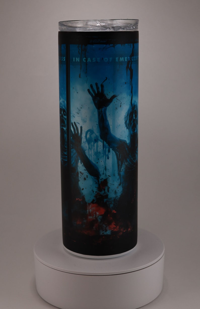 Zombie Emergency Personalized Halloween Glow Tumbler with Straw Big Glow in the Dark Halloween Tumbler Halloween 2023 image 4