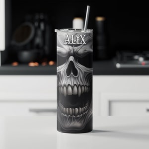 Vampire Skull Personalized Halloween Glow Tumbler with Straw Big Glow in the Dark Halloween Tumbler Halloween 2023 Bild 8