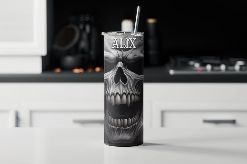 Vampire Skull Personalized Halloween Glow Tumbler with Straw Big Glow in the Dark Halloween Tumbler Halloween 2023 imagem 8