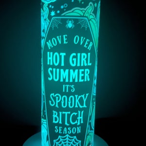 Spooky Bitch Personalized Halloween Glow Tumbler with Straw Big Glow in the Dark Halloween Tumbler Halloween 2023 image 2