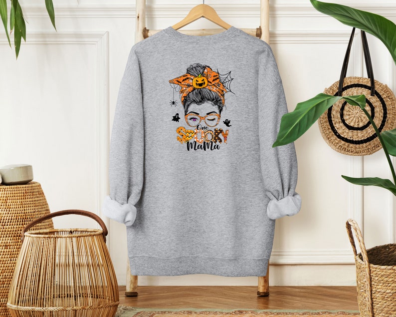 Mom Halloween Sweatshirt Spooky Mom Halloween Mama Crewneck Sweatshirt, best selling shirt image 8